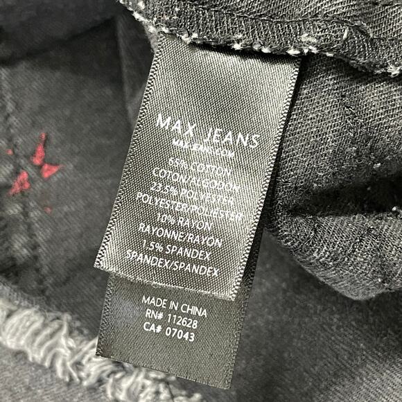 Max Jeans Denim Dress XS Gray Stars Print Short Sleeve Pockets Scoop Neck Grunge - Picture 5 of 6